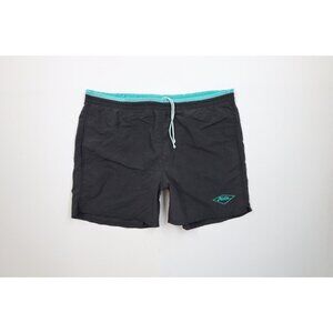 Vintage 90s Hobie Surfing Mens XL Faded Spell Out Lined Swim Trunks Shorts Black